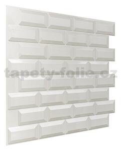 Obkladové panely 3D PVC 11026, cena za kus, rozměr 595 x 560 mm, bílé METRO 3D, IMPOL TRADE