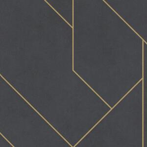 Vliesové tapety na zeď IMPOL TRADE 427431, rozměr 10,05 m x 0,53 m, skandinávský design tmavě šedý s matnými zlatými konturami, RASCH