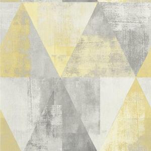 Vliesové tapety na zeď IMPOL TRADE 410921, rozměr 10,05 m x 0,53 m, geometrické vzory s patinou šedo-žluté, RASCH