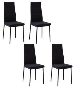 HOMCOM Set 4 čalouněných jídelních židlí z lnu - Moderní kuchyňské židle s vysokým opěradlem a kovovými nohami, nosnost 120 kg, pro obývací pokoj, 41x