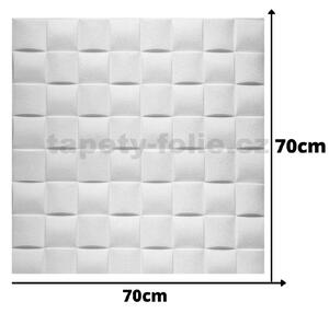 Samolepící pěnové 3D panely 0031, cena za kus, rozměr 69,5 x 69,5 cm, 3D plaid bílý, IMPOL TRADE