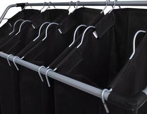 XXL Koš na prádlo se 4 koši na třídění prádla - černo-šedý