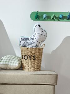 Sinsay - Pletený úložný koš s uchy a nápisem "Toys" - béžová