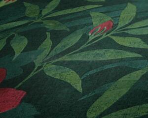 Vliesové tapety na zeď Cuba 38028-1, rozměr 10,05 m x 0,53 m, květy s listy sytě růžové na zeleném podkladu, A.S.Création