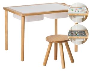 Dětský stůl se židlí KEMPSEY Světle hnědá Montessori s úložným prostorem