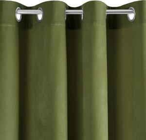 Sametový závěs na kroužcích PIERRE olivové barvy 140x250 cm