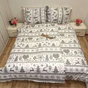Povlečení bavlněné Vánoční povlečení Sobík šedé TiaHome - 1x Polštář 90x70cm, 1x Přikrývka 140x200cm