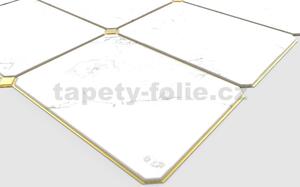 Obkladové panely 3D PVC 81115, cena za kus, rozměr 947 x 635 mm, tloušťka 0,6 mm, mramor bílý se zlatou spárou, REGUL