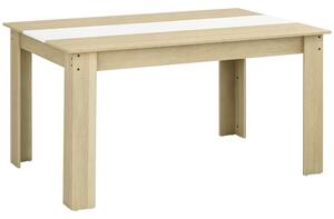 HOMCOM Moderní jídelní stůl obdélníkový pro 4-6 osob, nosnost 100 kg, pro obývací pokoj 140x89,5x75 cm bílý a dubový | Aosom