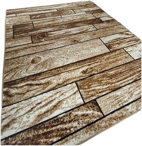 HU Hnědý klasický koberec Shiraz Bcf s dřevěným vzorem Rozměr: 80x150 cm