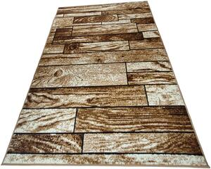 HU Hnědý klasický koberec Shiraz Bcf s dřevěným vzorem Rozměr: 80x150 cm