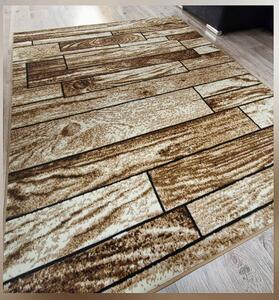 HU Hnědý klasický koberec Shiraz Bcf s dřevěným vzorem Rozměr: 80x150 cm