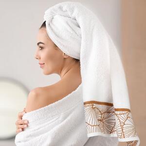 Bílý bavlněný ručník LUNA3 s bordurou 50x90 cm Rozměr: 70 x 140 cm