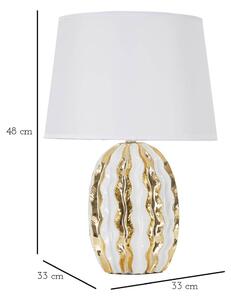 Keramická stolní lampa s textilním stínidlem v bílo-zlaté barvě (výška 48 cm) Glam Stary – Mauro Ferretti