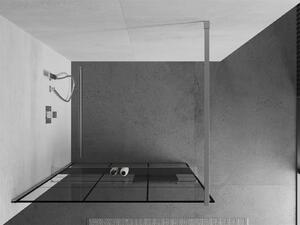 Mexen Kioto+, sprchová zástěna s poličkou a držákem na ručníky 100 x 200 cm, 8mm čiré sklo vzor černý rám, chromový profil, 800-100-121-01-77