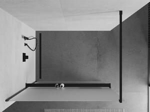 Mexen Kioto+, sprchová zástěna s poličkou a držákem na ručníky 100 x 200 cm, 8mm námraza sklo, černý profil, 800-100-121-70-30