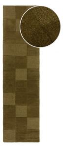 Khaki ručně tkaný vlněný běhoun 60x230 cm Checkerboard – Flair Rugs
