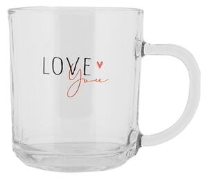 Skleněný hrnek na čaj s nápisem Love You – 200 ml