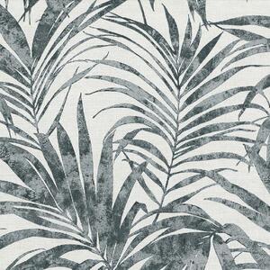 Vliesové tapety na zeď Ivy 82272, palmové listy šedé na bílém podkladu, rozměr 10,05 m x 0,53 m, NOVAMUR 6803-50