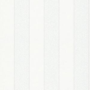 Vliesové tapety na zeď Ivy 82303, pruhy bílé s metalickou konturou, rozměr 10,05 m x 0,53 m, NOVAMUR 6810-10