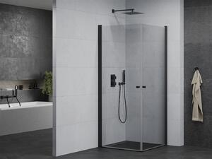 Mexen Pretoria Duo, sprchový kout s 2-křídlými dveřmi 70 (dveře) x 70 (dveře) cm, 6mm čiré sklo, černý profil, 852-070-070-70-00-02