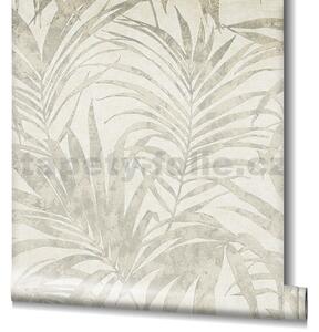 Vliesové tapety na zeď Ivy 82270, palmové listy hnědé na krémovém podkladu, rozměr 10,05 m x 0,53 m, NOVAMUR 6803-30