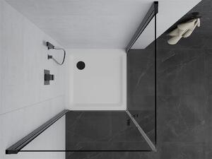 Mexen Pretoria Duo, sprchový kout se 2-křídlými dveřmi 80 (dveře) x 80 (dveře) cm, 6mm čiré sklo, černý profil + sprchová vanička, 852-080-080-70-02-4010B