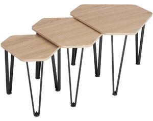 Tectake 404735 odkládací stolek torquay – set - industrial světlé dřevo, dub sonoma