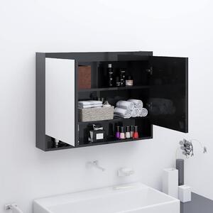 Koupelnová skříňka se zrcadlem 80 x 15 x 60 cm MDF zářivě černá 331531