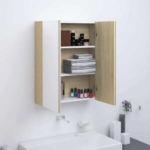 Koupelnová skříňka se zrcadlem 60x15x75 cm MDF bílá a dub 331530