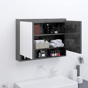 Koupelnová skříňka se zrcadlem 80 x 15 x 60 cm MDF zářivě šedá 331533