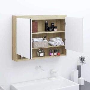 Koupelnová skříňka se zrcadlem 80 x 15 x 60 cm MDF bílá a dub 331537
