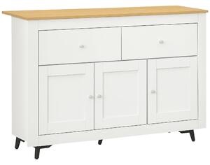HOMCOM Kuchyňský bufet - Pomocný nábytek do kuchyně a TV stolek se 2 šuplíky, 3 dveřmi a nastavitelnou policí pro jídelnu a obývací pokoj 117x35x80 cm