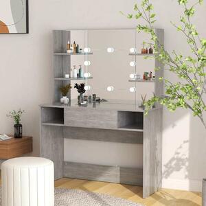 Kosmetický stolek s LED světly 100x40x135 cm MDF betonově šedý 331544