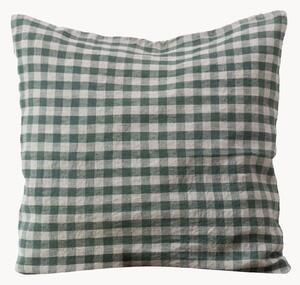 Lněný povlak na polštář Forest Green Gingham