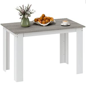 HOMCOM Jídelní stůl pro 4-6 osob, obdélníkový kuchyňský stůl moderní styl, nosnost 50 kg, 120x69x75 cm, šedý a bílý | Aosom