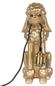 Zlatá stolní lampa pes pudl s žárovkou v tlamě 27x16x38 cm