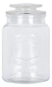 Skleněná skladovací dóza s víkem a nápisem Quality Glassware – 11x18 cm