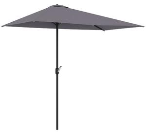 Poloviční slunečník Outsunny obdélníkový 230x130x245 cm s kličkou a UV ochranou 30+, voděodolný slunečník pro balkon, terasu a zahradu, šedý | Aosom