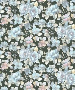 Vliesové tapety na zeď Charisma 10250-08, rozměr 10,05 m x 0,53 m, květy na modrém podkladu, Erismann
