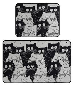 Černé/šedé koupelnové předložky v sadě 2 ks 60x100 cm White Cats – Foutastic