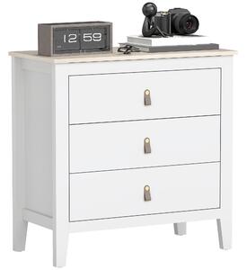 HOMCOM Komoda se 3 zásuvkami pro ložnici s PU úchyty, 80x40x78,5 cm, bílá | Aosom