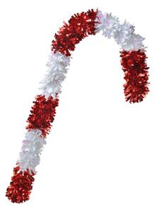 Bílo-červená vánoční dekorace Candy Cane ze střapatého řetězu S – 72 cm