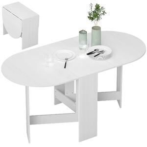 HOMCOM Skládací jídelní stůl oválný kuchyňský stůl s skládacími křídly moderní styl 163x80x75 cm Bílý | Aosom