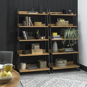 LivinHill Knihovna Indus 90 cm z masivu dub přírodní/grafit