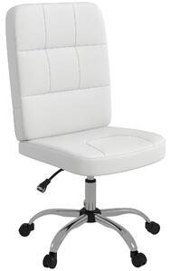 Vinsetto Otočné Kancelářské Křeslo Bez Područek, Umělá Kůže s Nastavitelnou Výškou, Moderní Styl, Nosnost 120 kg, 45x59x90-100 cm, Bílá | Aosom