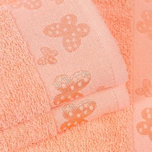 Goldea dětský froté ručník motýlci 30x50 cm - lososový 30 x 50 cm