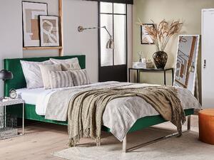 Sametová, zelená postel 140 x 200 cm BELLOU