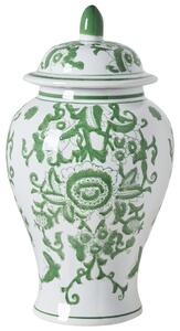 Váza s víkem MONDRAGON Porcelán 37 cm Bílá/Zelená