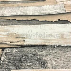 Vliesové tapety na zeď Wanderlust WL1002, rozměr 10,05 m x 0,53 m, 3D dřevěný obklad hnědý, Grandeco